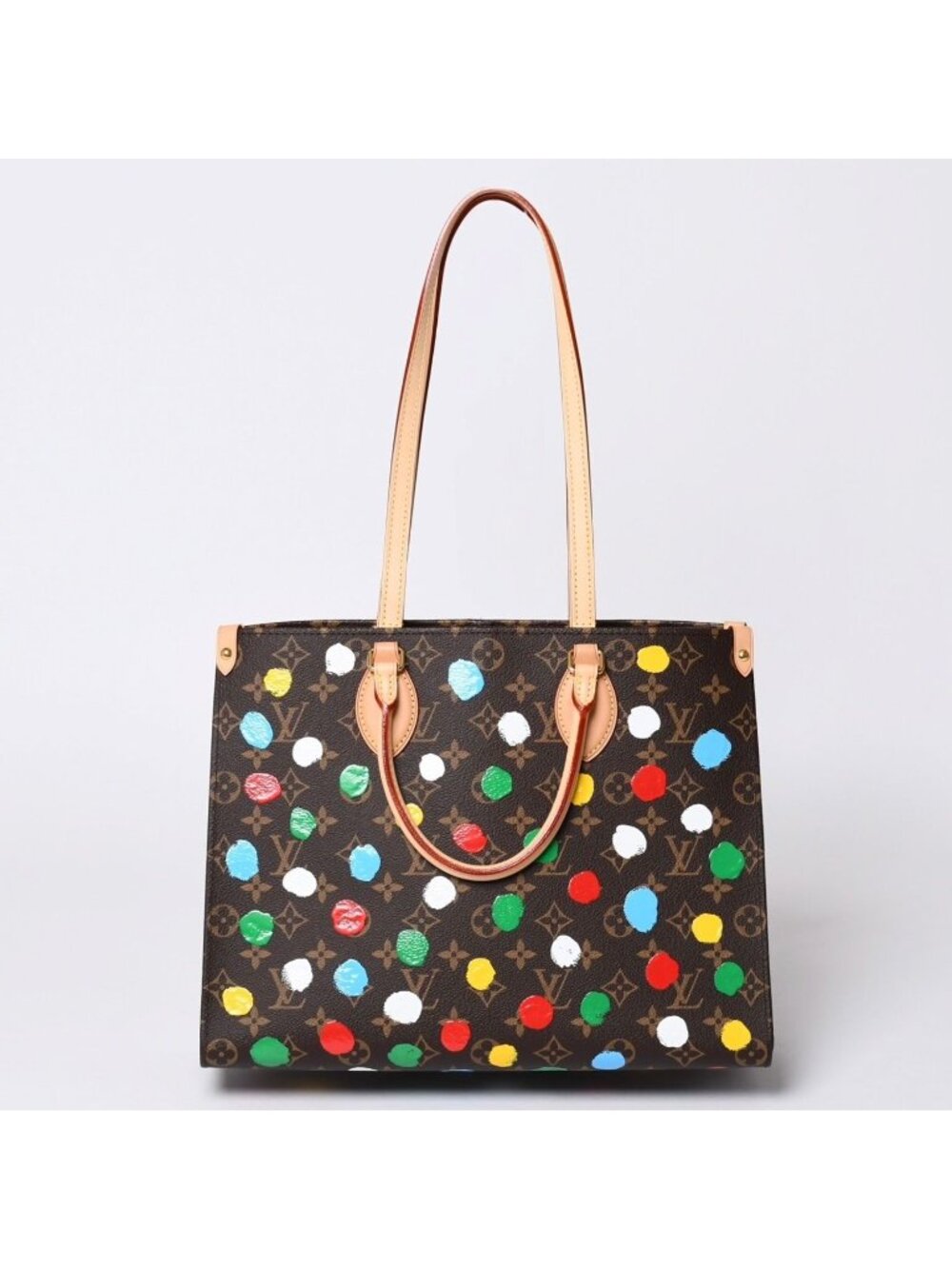 Louis Vuitton On The Go MM Yayoi Kusama Shoulder Bag 2-Way Leather Monogram